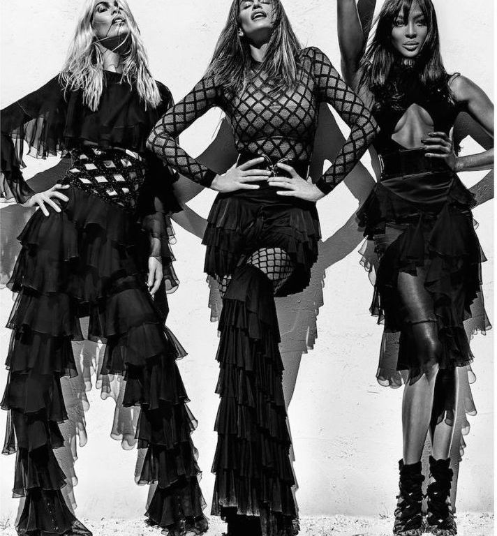 Cindy Crawford, Naomi Campbell and Claudia Schiffer join the #BalmainArmy
